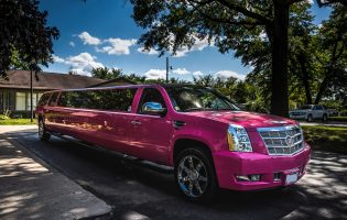 Pink Escalade Limo Exterior